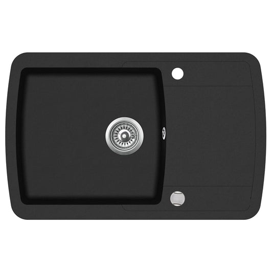 Lavello da cucina in granito vasca singola 78 x 50 cm nero 02_0002313