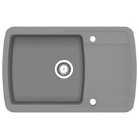 Lavello da Cucina in Granito Vasca Singola-Lavandino-Lavabo Grigio 408753