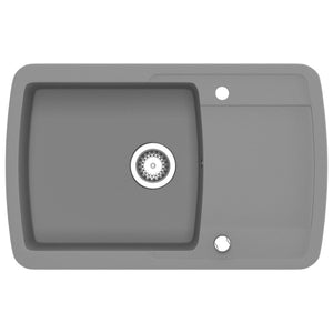 Lavello da Cucina in Granito Vasca Singola-Lavandino-Lavabo Grigio 408753