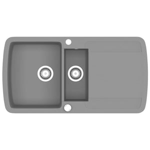 Lavello da Cucina in Granito Vasca Doppia Grigio  cod mxl 51161
