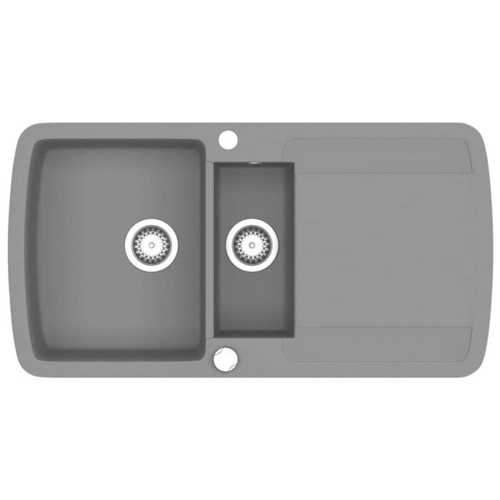 Lavello da Cucina in Granito Vasca Doppia Grigio  cod mxl 51161