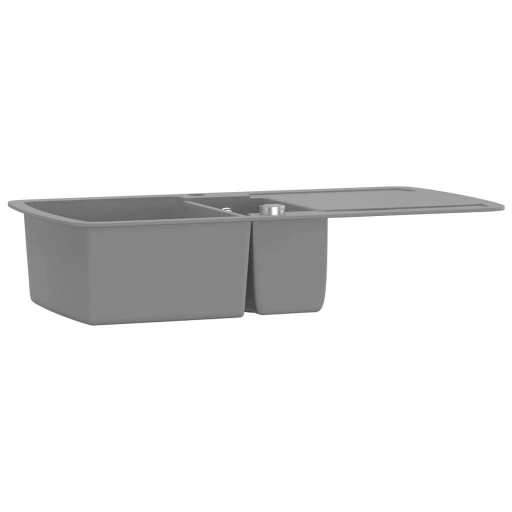 Lavello da Cucina in Granito Vasca Doppia Grigio  cod mxl 51161