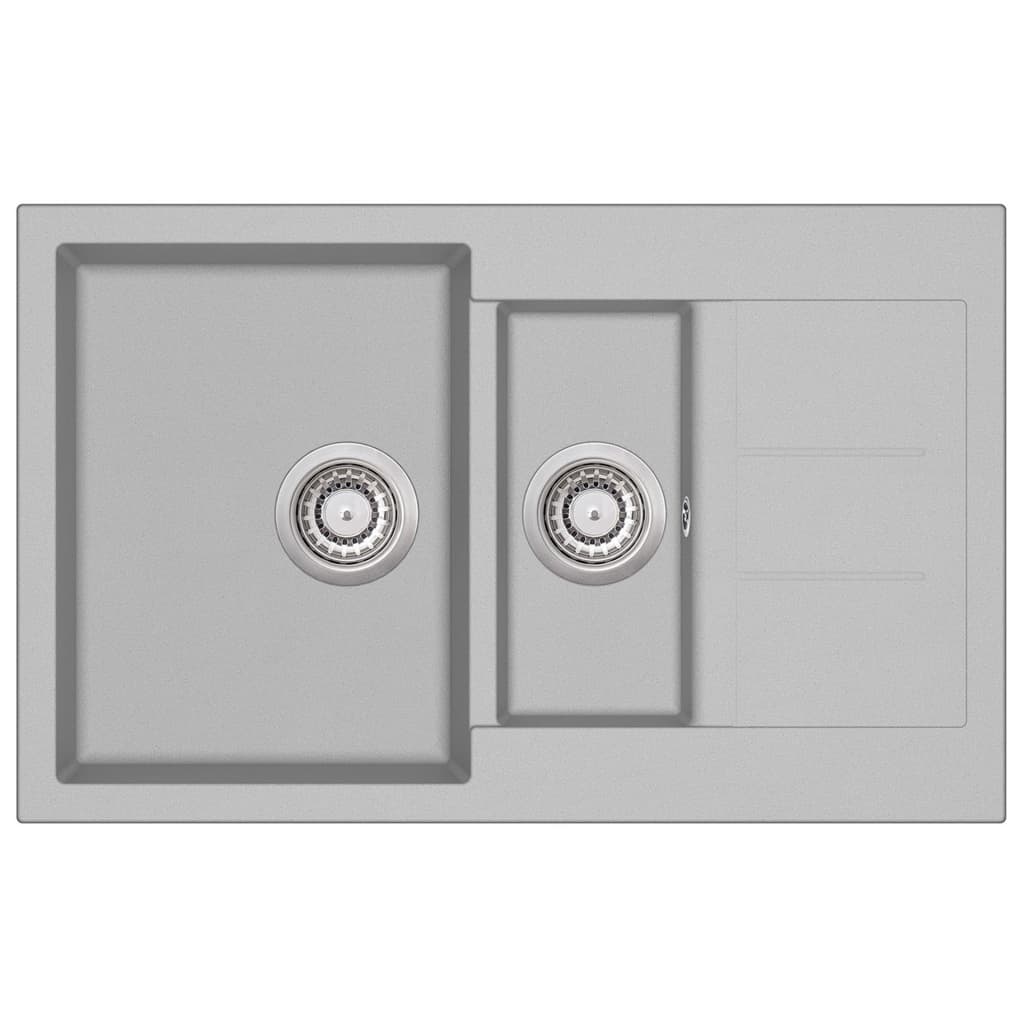 Lavello da cucina in granito grigio a doppia vasca 02_0002320