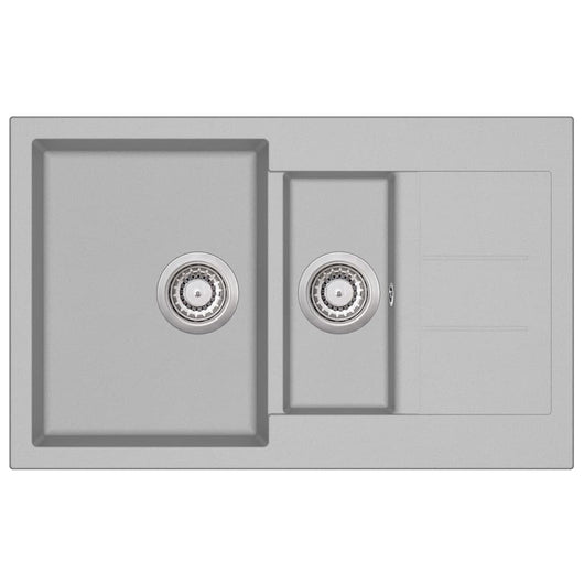Lavello da cucina in granito grigio a doppia vasca 02_0002320