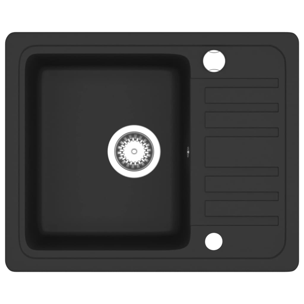 Lavello da Cucina in Granito Vasca Singola-Lavandino-Lavabo Nera