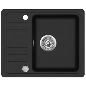 Lavello da cucina in granito vasca singola 57,5 ​​x 46 cm nero 02_0002321
