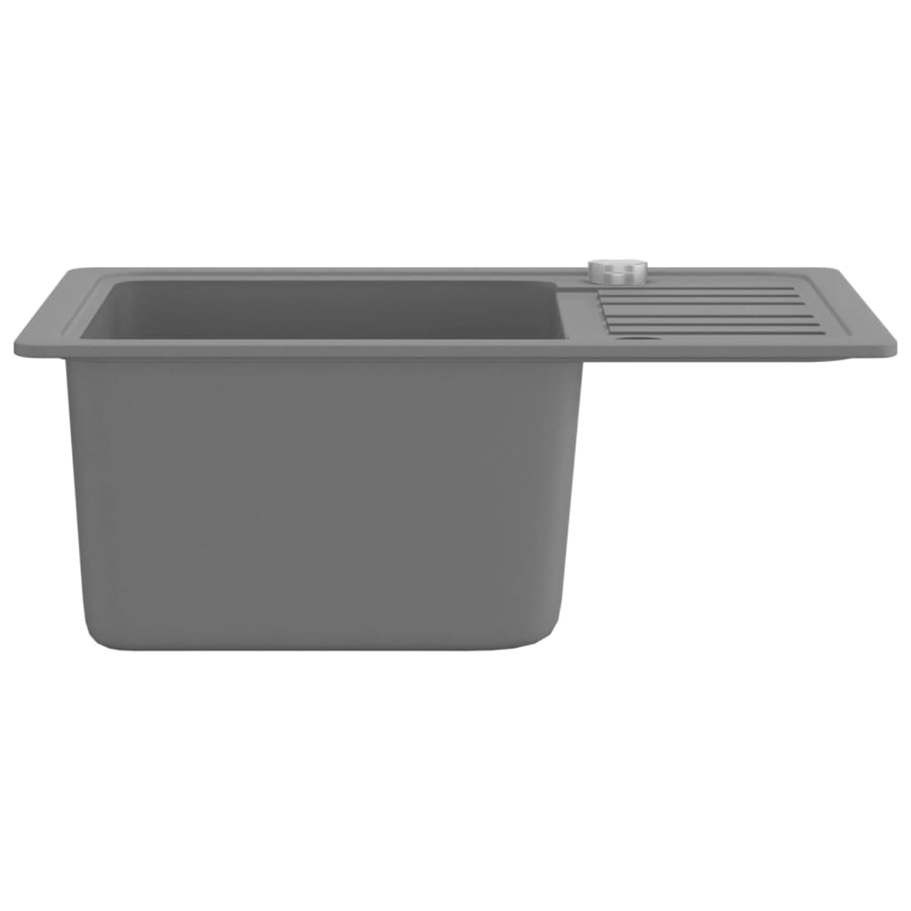 Lavello da Cucina in Granito Vasca Singola-Lavandino-Lavabo Grigio 690267