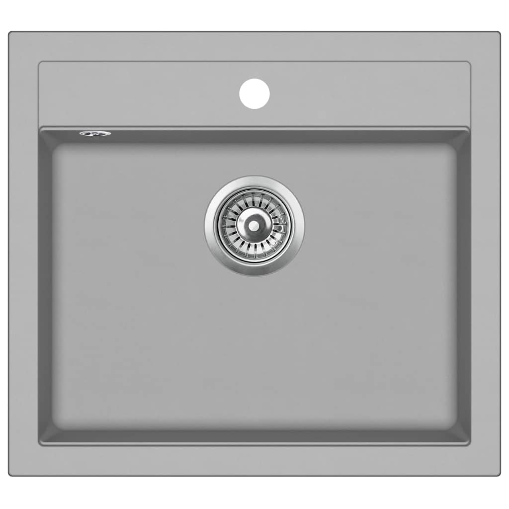 Lavello da cucina in granito vasca singola 56,5 x 51 cm grigio 02_0002324