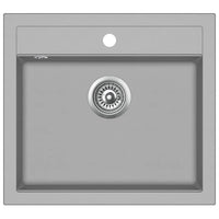 Lavello da cucina in granito vasca singola 56,5 x 51 cm grigio 02_0002324