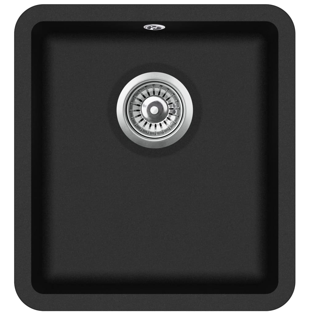Lavello da cucina in granito vasca singola 42 x 46 cm nero 02_0002329