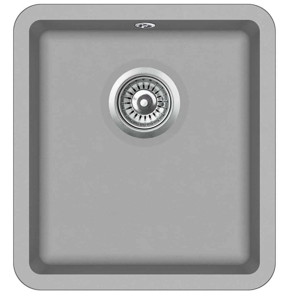 Lavello da cucina in granito vasca singola 42 x 46 cm grigio 02_0002330
