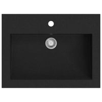 Lavandino in Granito-Lavabo-Lavello 600x450x120 mm Nero