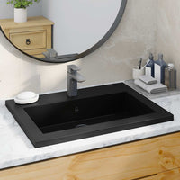 Lavandino in Granito-Lavabo-Lavello 600x450x120 mm Nero