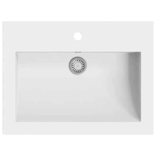 Lavandino in Granito-Lavabo-Lavello 600x450x120 mm Bianco