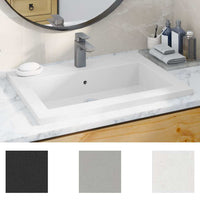 Lavandino in Granito-Lavabo-Lavello 600x450x120 mm Bianco