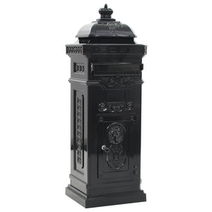 Cassetta postale a colonna in alluminio vintage antiruggine nera 02_0041554