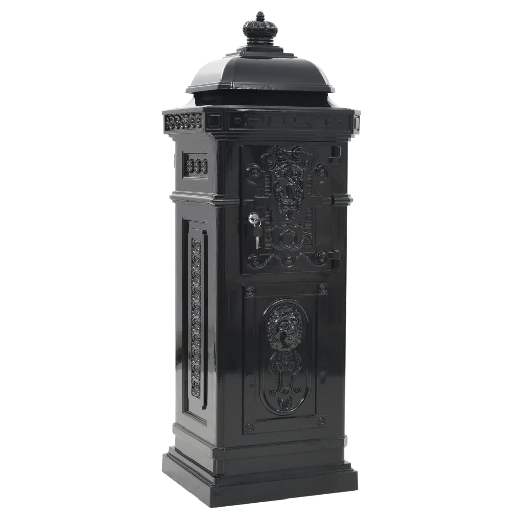 Cassetta postale a colonna in alluminio vintage antiruggine nera 02_0041554