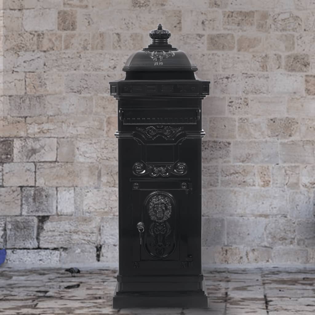 Cassetta della Posta in Alluminio Inossidabile Vintage Nera 43888