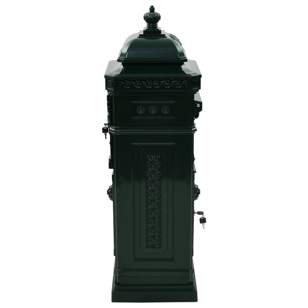 Cassetta postale vintage a colonna in alluminio antiruggine verde 02_0041555