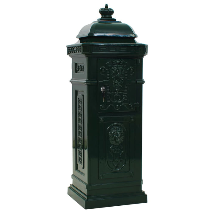 Cassetta postale vintage a colonna in alluminio antiruggine verde 02_0041555