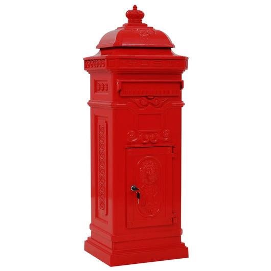Cassetta postale a colonna vintage in alluminio antiruggine Rosso Rosso 02_0041556