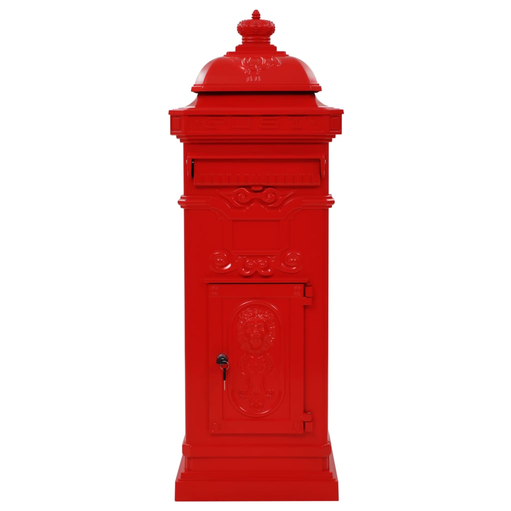 Cassetta postale a colonna vintage in alluminio antiruggine Rosso Rosso 02_0041556