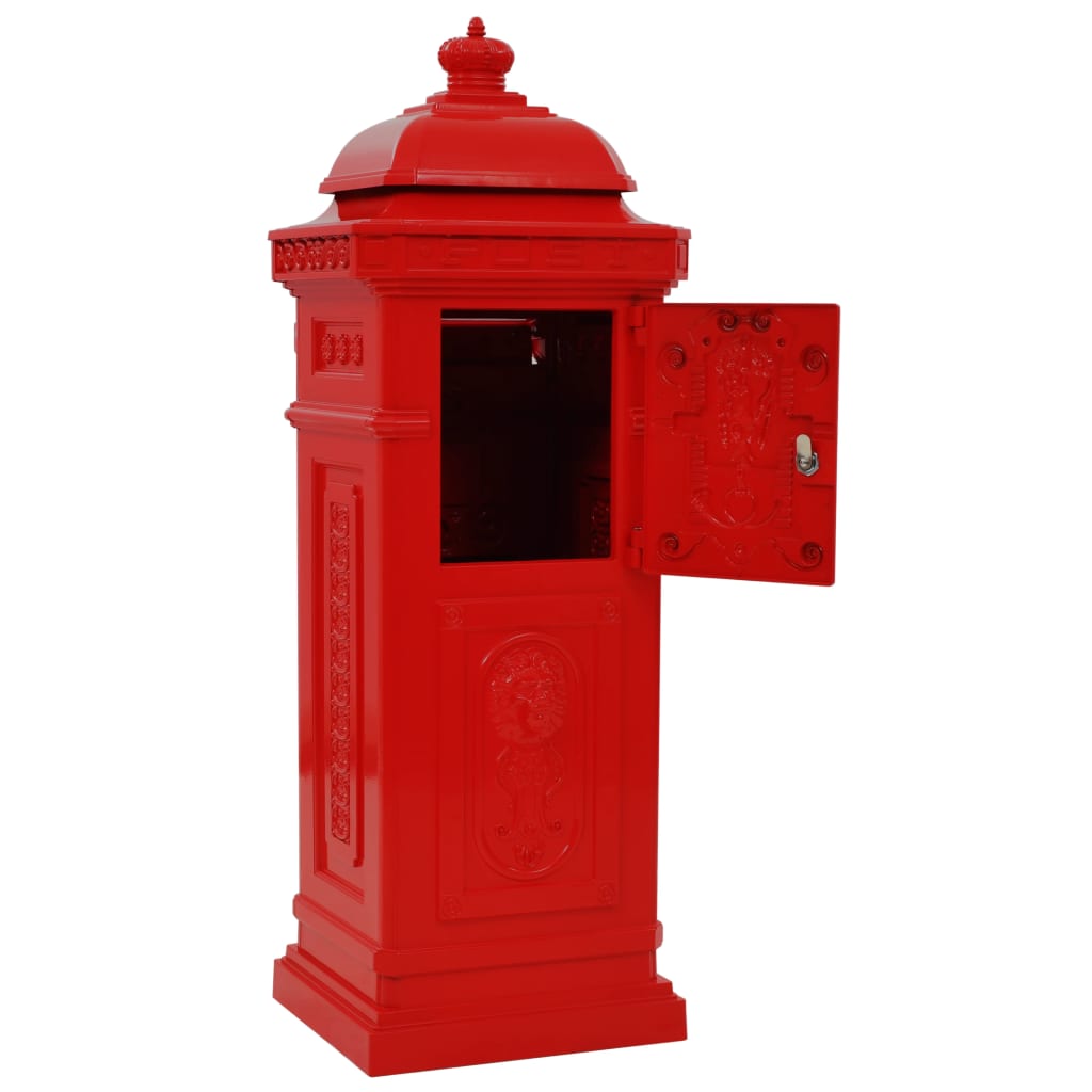 Cassetta postale a colonna vintage in alluminio antiruggine Rosso Rosso 02_0041556