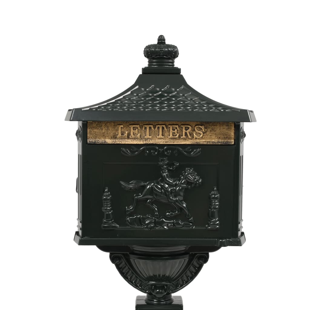 Cassetta postale vintage in alluminio antiruggine a piedi verde 02_0041553