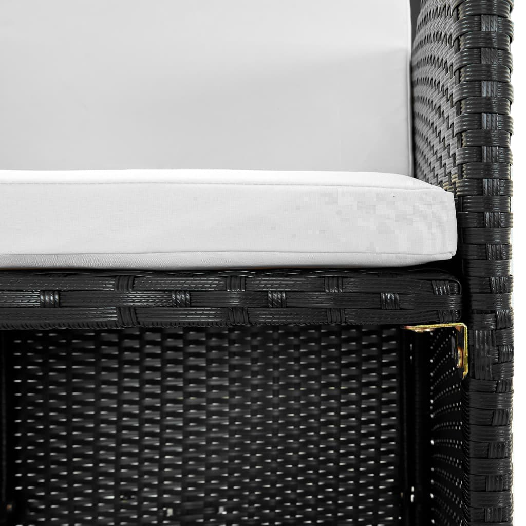 Set da Pranzo da Giardino 5 pz con Cuscini in Polyrattan Nero 43898