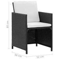 Set da Pranzo da Giardino 5 pz con Cuscini in Polyrattan Nero 43898