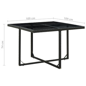 Set da Pranzo da Giardino 5 pz con Cuscini in Polyrattan Nero 43898