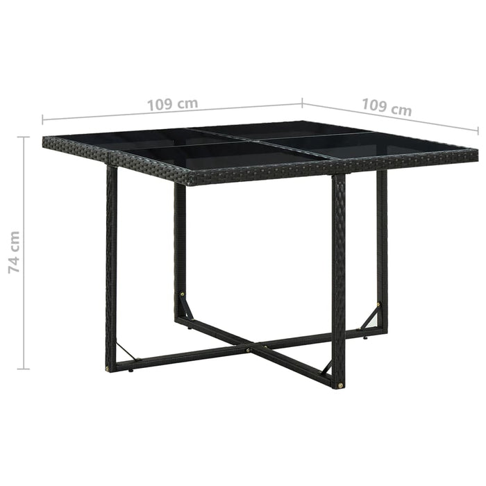 Set da Pranzo da Giardino 5 pz con Cuscini in Polyrattan Nero 43898