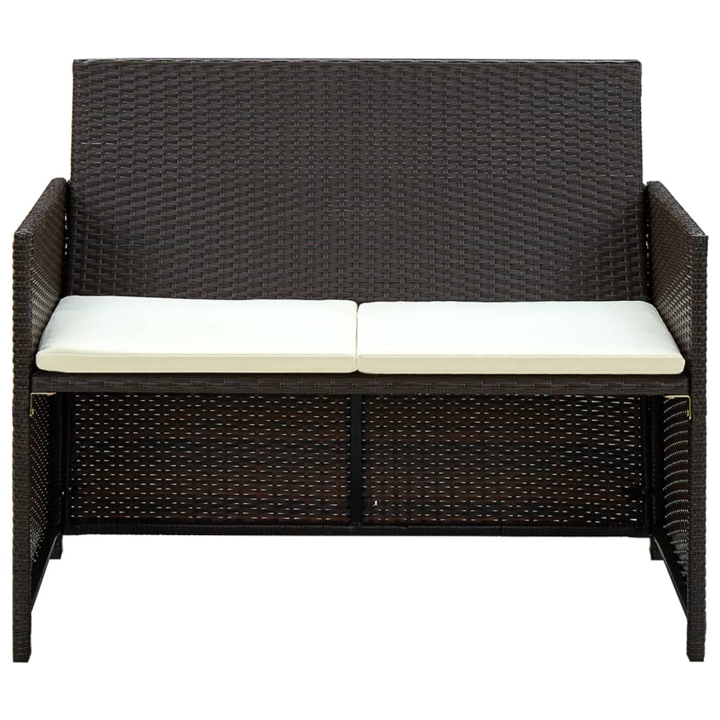 Divano da Giardino a 2 Posti con Cuscini Marrone in Polyrattan 43911