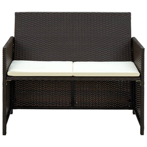 Divano da Giardino a 2 Posti con Cuscini Marrone in Polyrattan 43911