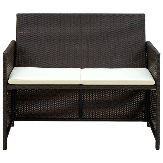 Divano da Giardino a 2 Posti con Cuscini Marrone in Polyrattan 43911