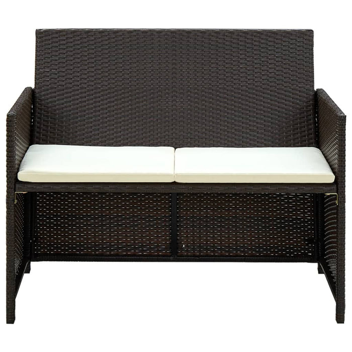 Divano da Giardino a 2 Posti con Cuscini Marrone in Polyrattan 43911