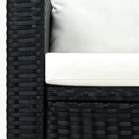 Set Divani da Giardino 3 pz con Cuscini in Polyrattan Nero 43913