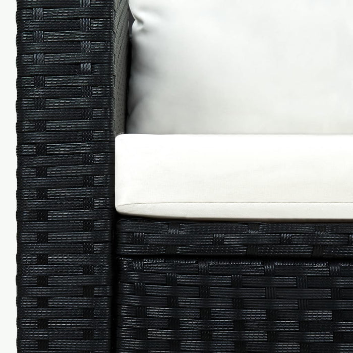 Set Divani da Giardino 3 pz con Cuscini in Polyrattan Nero 43913