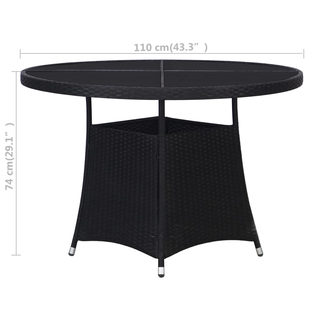 Tavolo da Giardino Nero 110x74 cm in Polyrattan cod mxl 48216