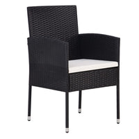 Sedie da Giardino 2 pz in Polyrattan Nere 43933