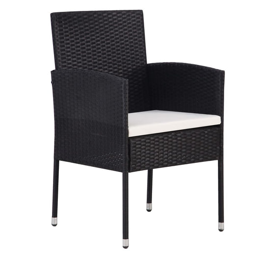 Sedie da Giardino 2 pz in Polyrattan Nere 43933