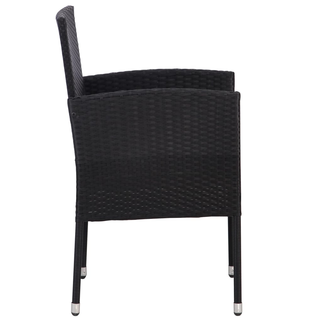 Sedie da Giardino 2 pz in Polyrattan Nere 43933