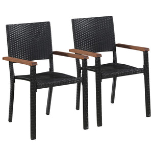 Sedie da Giardino 2 pz in Polyrattan Nero cod mxl 16772