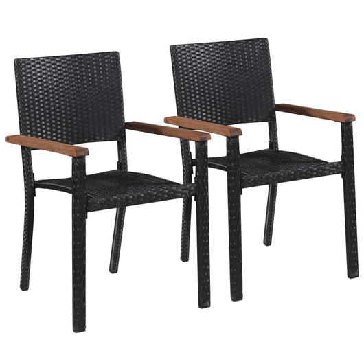Sedie da Giardino 2 pz in Polyrattan Nero cod mxl 16772