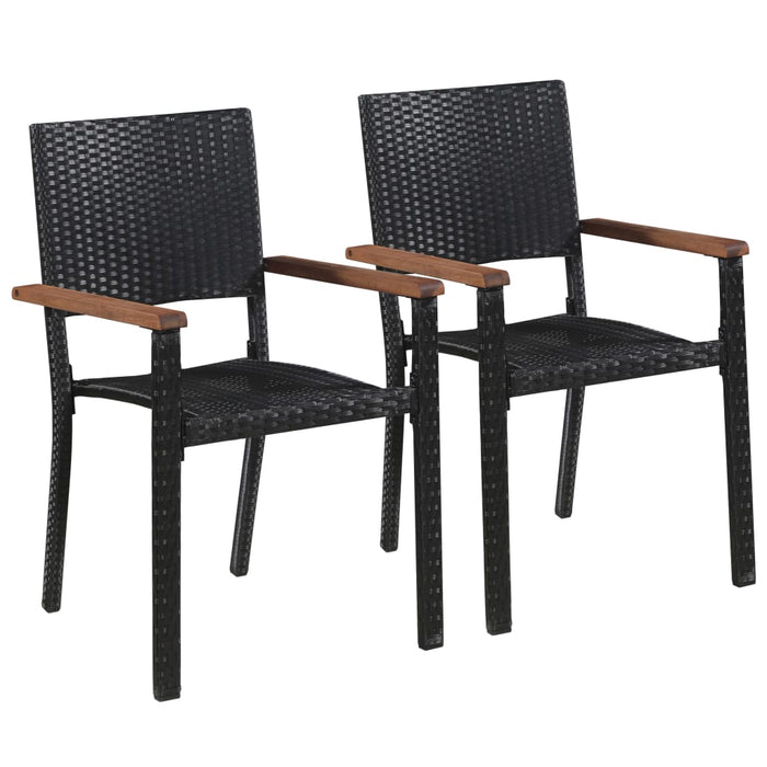 Sedie da Giardino 2 pz in Polyrattan Nero cod mxl 16772