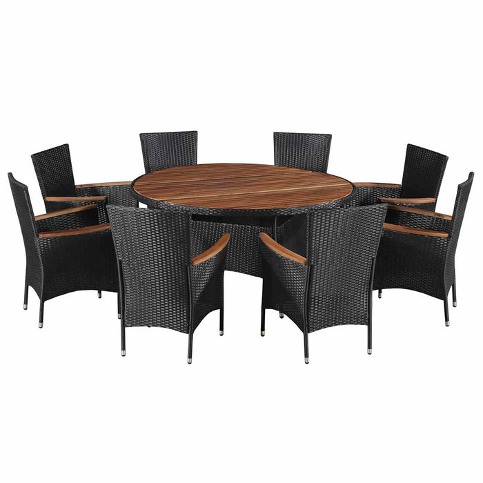 Set di Mobili 9 pcs Nero e Crema polyrattan 43947