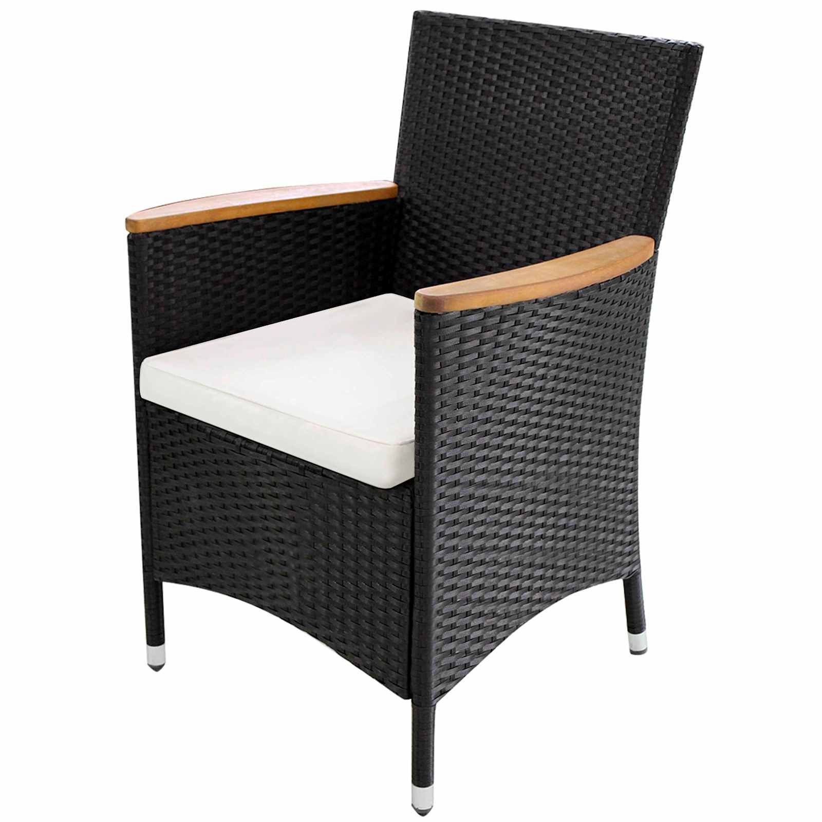 Set di Mobili 9 pcs Nero e Crema polyrattan