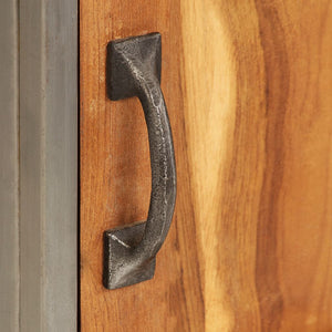 Comodino in Teak Recuperato e Acciaio 40x30x50cm 246278