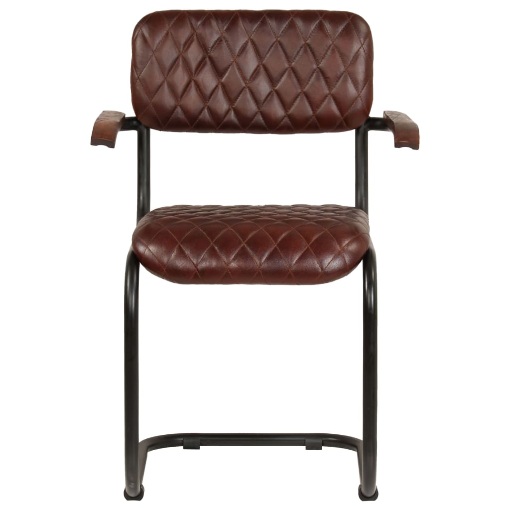 Sedie da Pranzo con Braccioli 2 pz Marroni in Vera Pelle cod mxl 16495