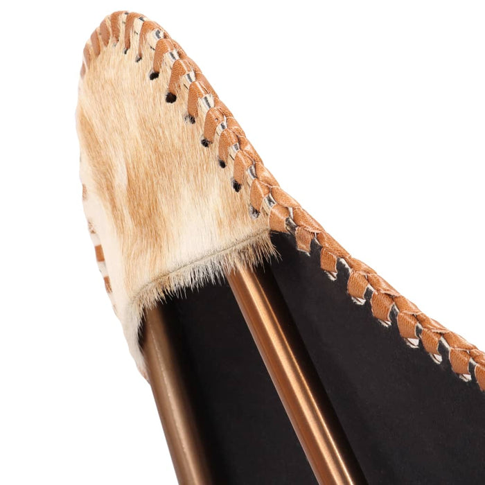 Sedia a Farfalla Marrone e Bianca in Vera Pelle di Capra 246391